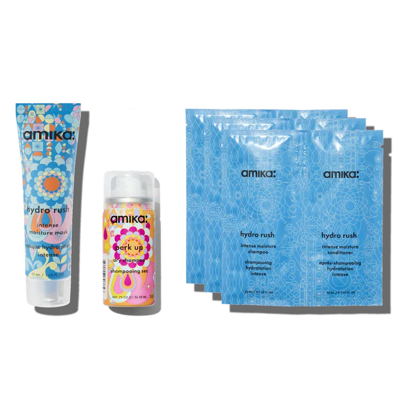 8e28f6cf-9c22-5fa8-9ed4-b193a3993f6e hydration trial kit | hydro rush intense moisture shampoo, conditioner, mask + perk up dry shampoo - Image 1